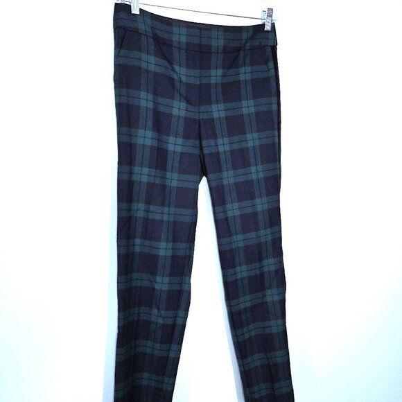 NWOT Talbots Hampshire Ankle Wool Blend Green & Black Plaid Pants Size 2 - Picture 1 of 3